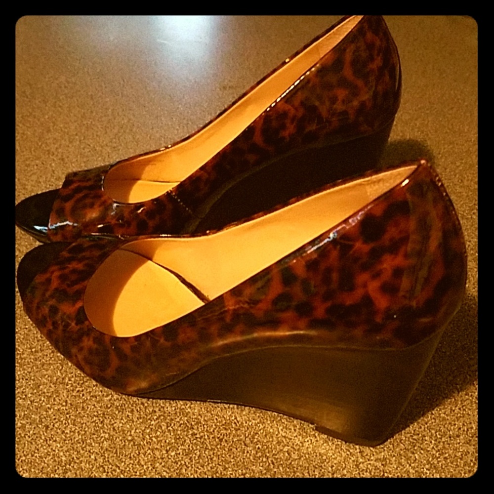 Darling patent leopard wedges